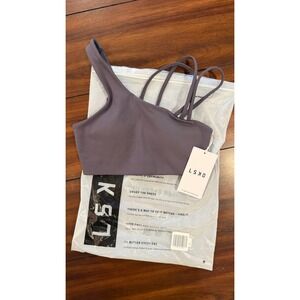 LSKD Galvanise Sports Bra 2.0 Dark Storm‎ XS Asymmetric Strappy NEW NWT